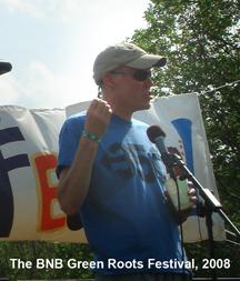 Author and environmetal activist Bill McKibben speaking at the 2008 Bikes Not Bombs Green Roots Festival.