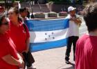 FMLN Supporters with Salvadoran Flag Unfurled